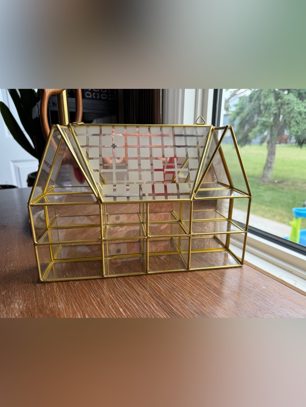 Vintage brass / glass house shaped show case